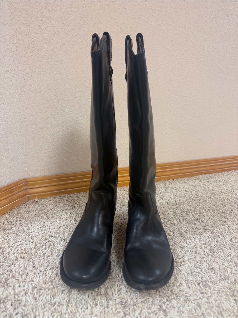 Vintage Frye Tall Riding Boots Black Leather Made in Mexico Equestrian